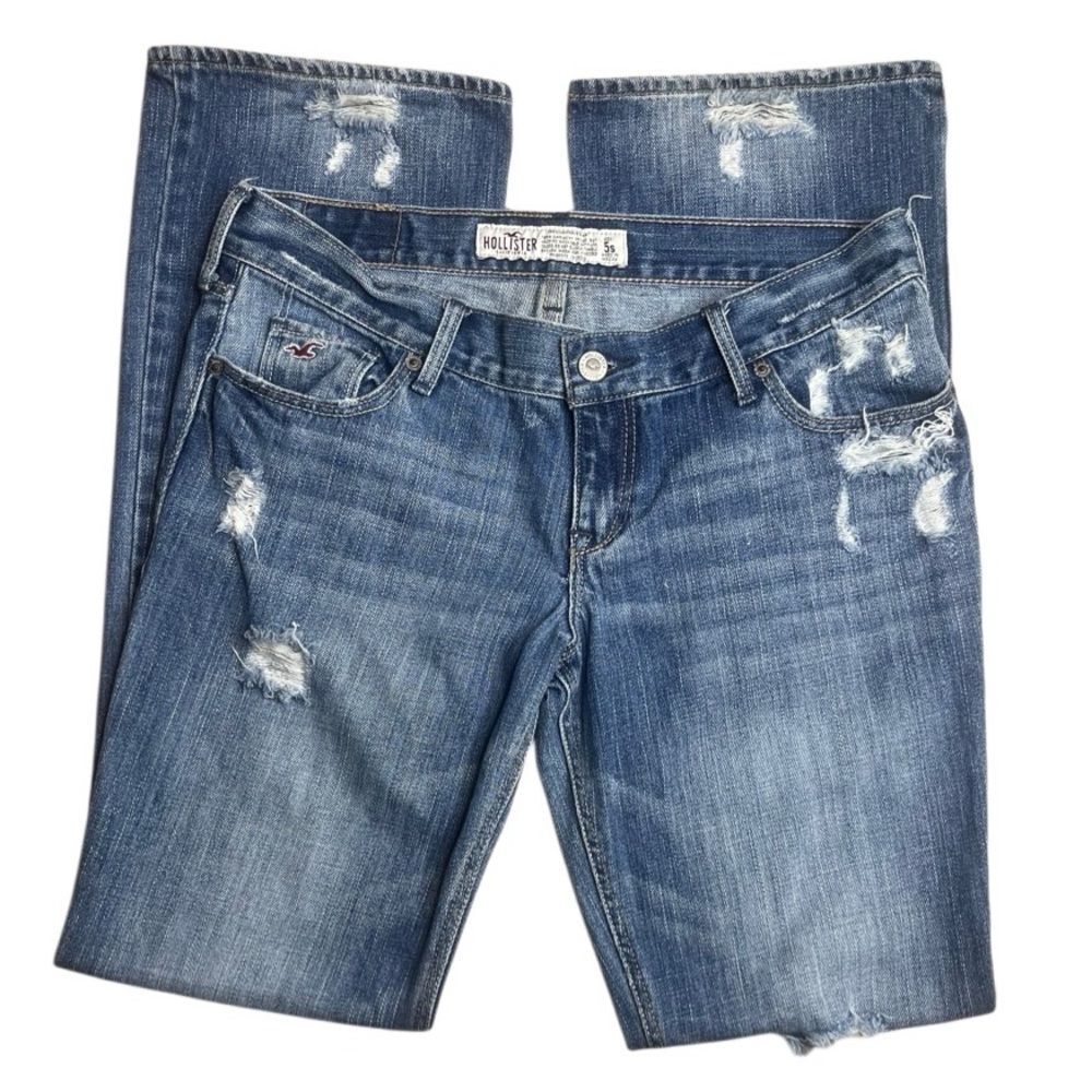 Hollister Classic Blue Denim Distressed Jeans Size 5 Short - Picture 4 of 6
